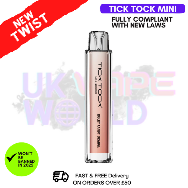 Shop Rocky Candy Orange Tick Tock Mini 2000 Puff Kit - UK Vape World