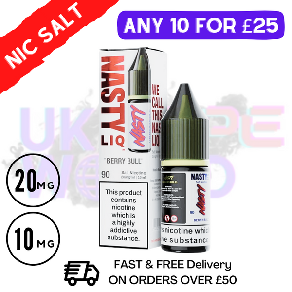 Buy NastyLiq 'Berry Bull' Nic Salt By Nasty Eliquids - UK Vape World