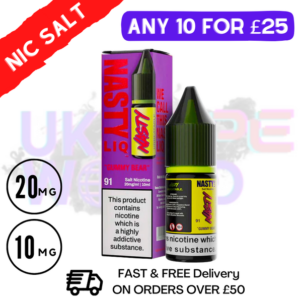 NastyLiq 'Gummy Bear' Nic Salt By Nasty Eliquids - UK Vape World 