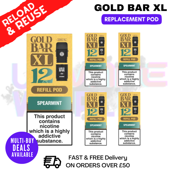 Spearmint Gold Bar XL REFIL Pods Box Of 5 - ukvapeworld