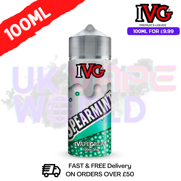 Spearmint IVG Shortfill Juice 100ML Eliquid deliciously cool and refreshingly flavour, perfect for an all day vape!