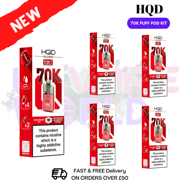 Strawberry ICE HQD Glow Air 70k Vape Kit Box of 5 - ukvapeworld