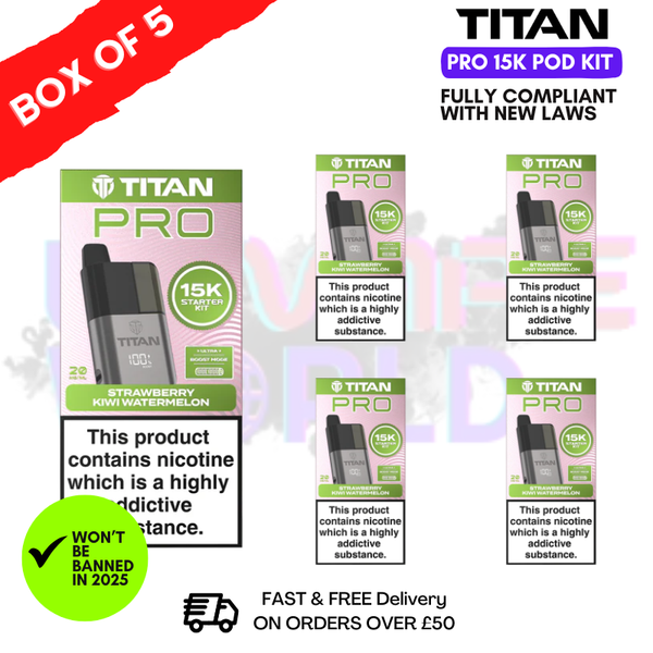 Strawberry Kiwi Watermelon Titan Pro 15K Pod Kit Box of 5 - ukvapeworld