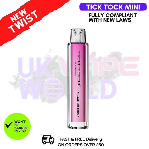Shop Strawberry Cherry Tick Tock Mini 2000 Puff Kit - UK Vape World