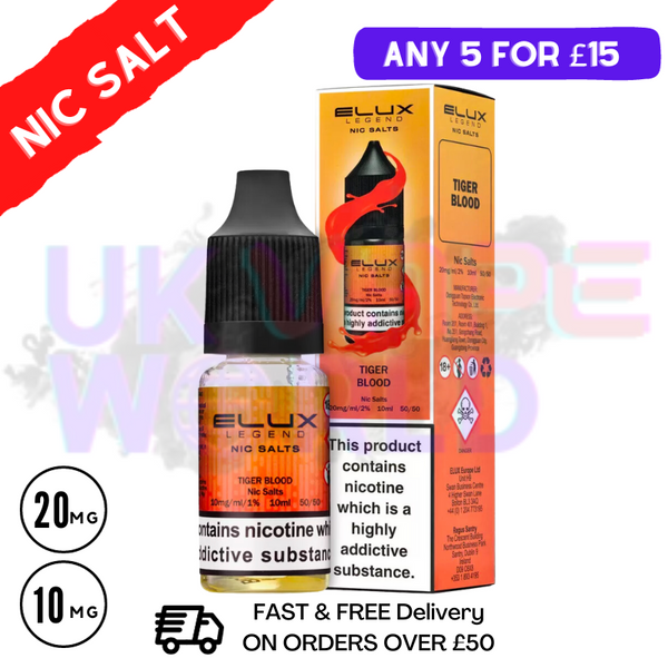 Tiger Blood Elux Legend Nic Salt 10ML eLiquid - UK Vape World