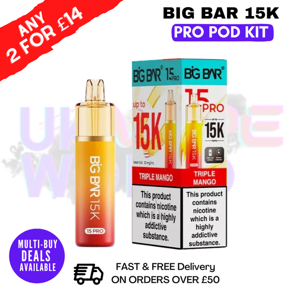 Big Bar 15K Pro 15000 Puff Pod Kit - Any 2 For £14