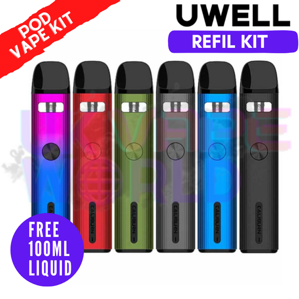 Shop Uwell Caliburn A2 Pod Vape Kit + Free 100ML Eliquid - UK Vape World