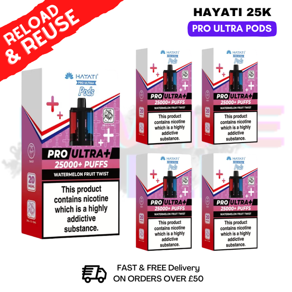 Hayati 25K Watermelon Fruit Twist Replacement Pods Box Of 5 - ukvapeworld