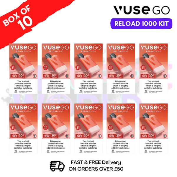 Watermelon Ice Vuse Go Reload 1000 Prefilled Pod Kit Box of 10