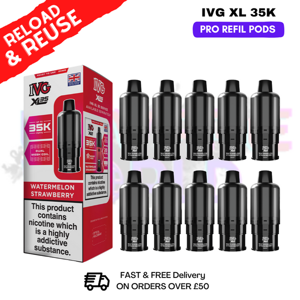 Shop Watermelon Strawberry IVG XL 35K Replacement Pods Box Of 10 - UK Vape World