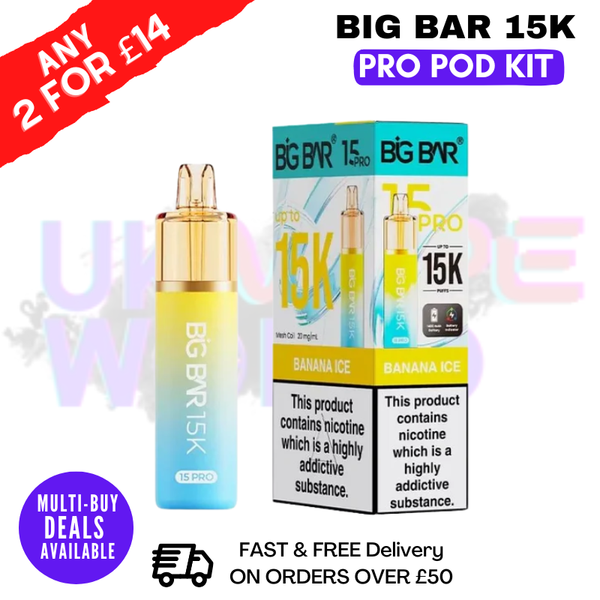 Big Bar 15K Pro 15000 Puff Pod Kit - Any 2 For £14