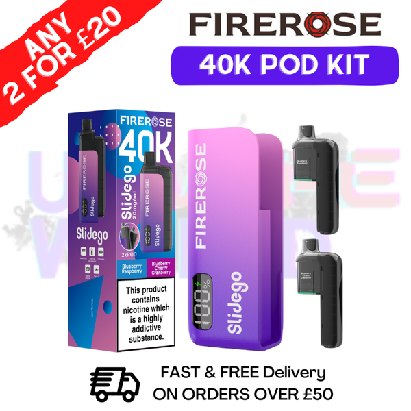 Shop Blue Raspberry Firerose SlideGo 40K Prefilled Pod Kit - UK Vape World