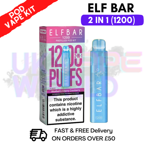 Blueberry Cherry Cranberry Elf Bar 1200 Puffs Prefilled Pod Kit