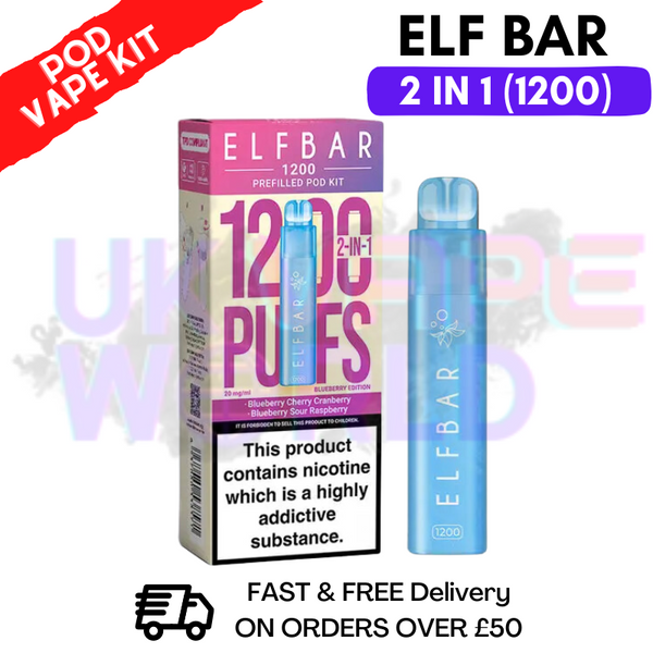 Shop Blue Edition Elf Bar 1200 Puffs Prefilled Pod Kit - UK Vape World 