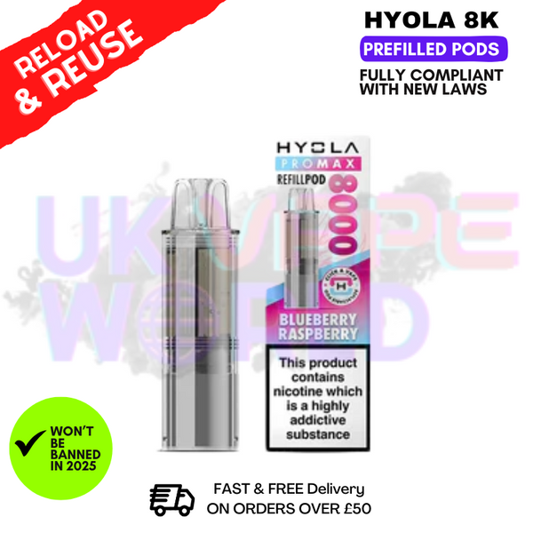 shop Blueberry Raspberry Hyola Pro Max 8000 Replacement Pod - ukvapeworld