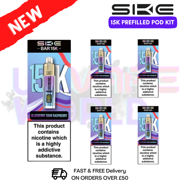 Blueberry Sour Raspberry SKE 15K Puff Prefilled Pod Kit Box of 5 - ukvapeworld