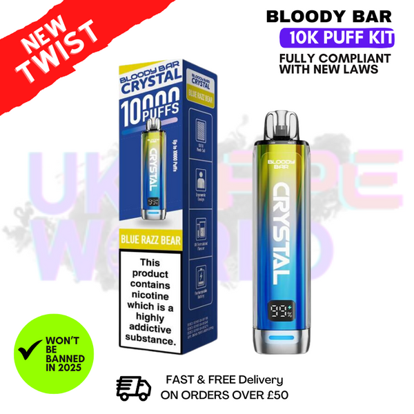 Bloody Bar Crystal Blue Razz Bear 10K Puff Pod Kit