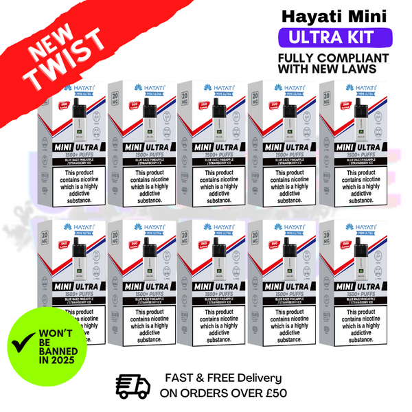Shop Blue Razz Pineapple Hayati Mini Ultra 1500 Box Of 10 - UK Vape World
