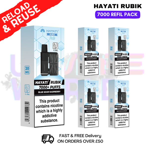 shop Blue Sour Raspberry Hayati Rubik 7K Replacement Pods Box Of 5 - ukvapeworld