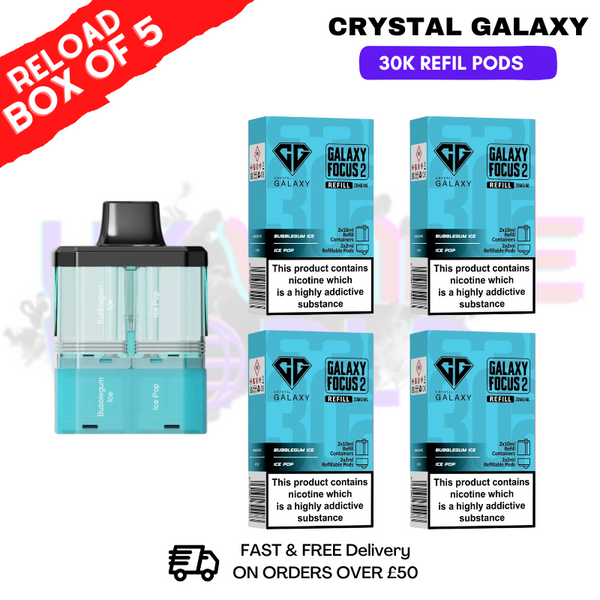Shop Bubblegum Ice Crystal Galaxy 30K Replacement Pods Box Of 5 - Ukvapeworld