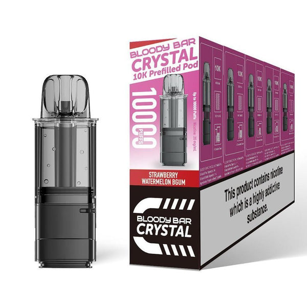 Bloody Bar Crystal 10k Replacement Pods Pack of 5 Strawberry Watermelon Bubble Gum