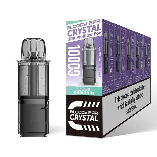 Bloody Bar Crystal 10k Replacement Pods Pack of 5 Blueberry Sour Raspberry