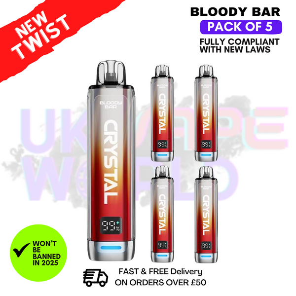 Cherry ICE Bloody Bar Crystal 10K Puff Pack Of 5