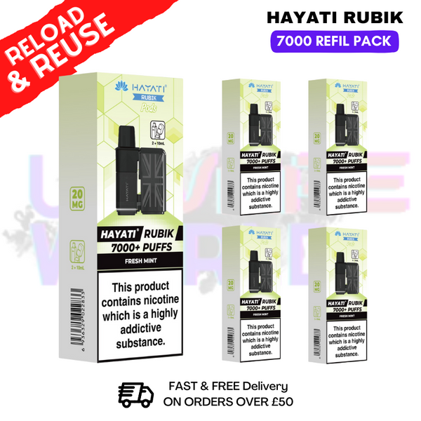 shop Fresh Mint Hayati Rubik 7K Replacement Pods Box Of 5 - ukvapeworld