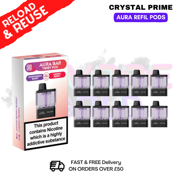 Grape Berry Burst Crystal Aura 40K Replacement Pods Box Of 10 -ukvapeworld