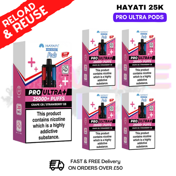 Hayati 25K Grape Gummy Bear - Strawberry Gummy Bear Replacement Pods Box Of 5 - ukvapeworld