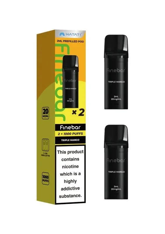 Hayati Finebar 1000 Replacement Pods Box of 5 Triple Mango