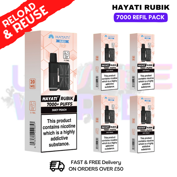 shop Juicy Peach Hayati Rubik 7K Replacement Pods Box Of 5 - ukvapeworld