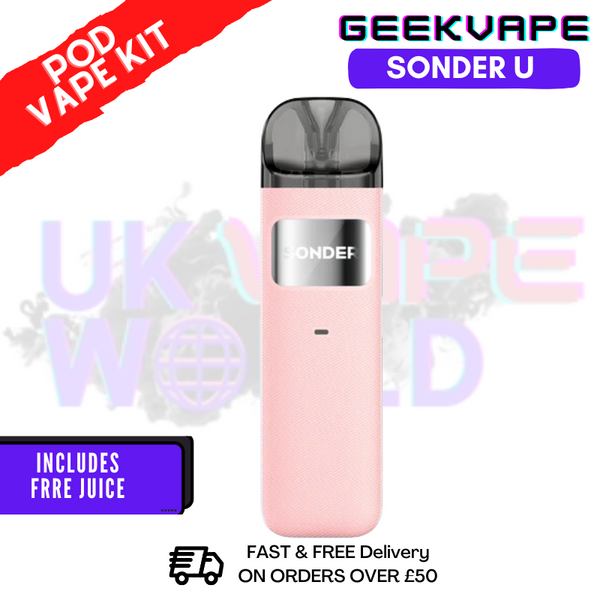 Shop Pink GeekVape Sonder U Pod Kit + 2x FREE SALTS - UK Vape World