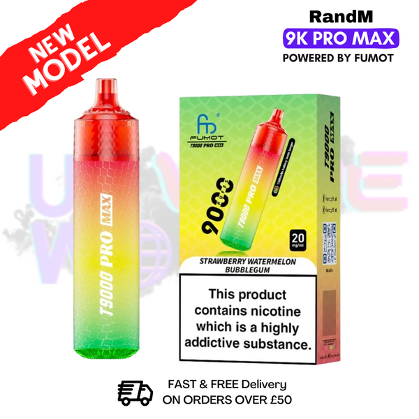 Strawberry Watermelon Bubblegum RandM T9000 Pro Max Pod Kit - ukvapeworld
